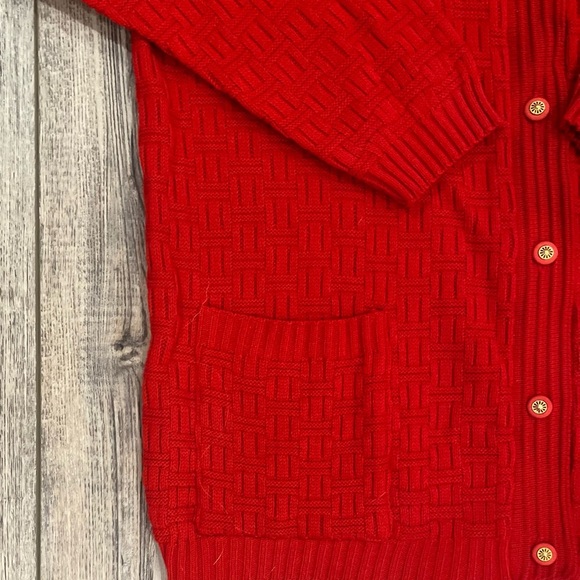 Vintage Separate Scene Red Knit Cardigan approx. M/L shoulder pads/cute buttons - Picture 8 of 10